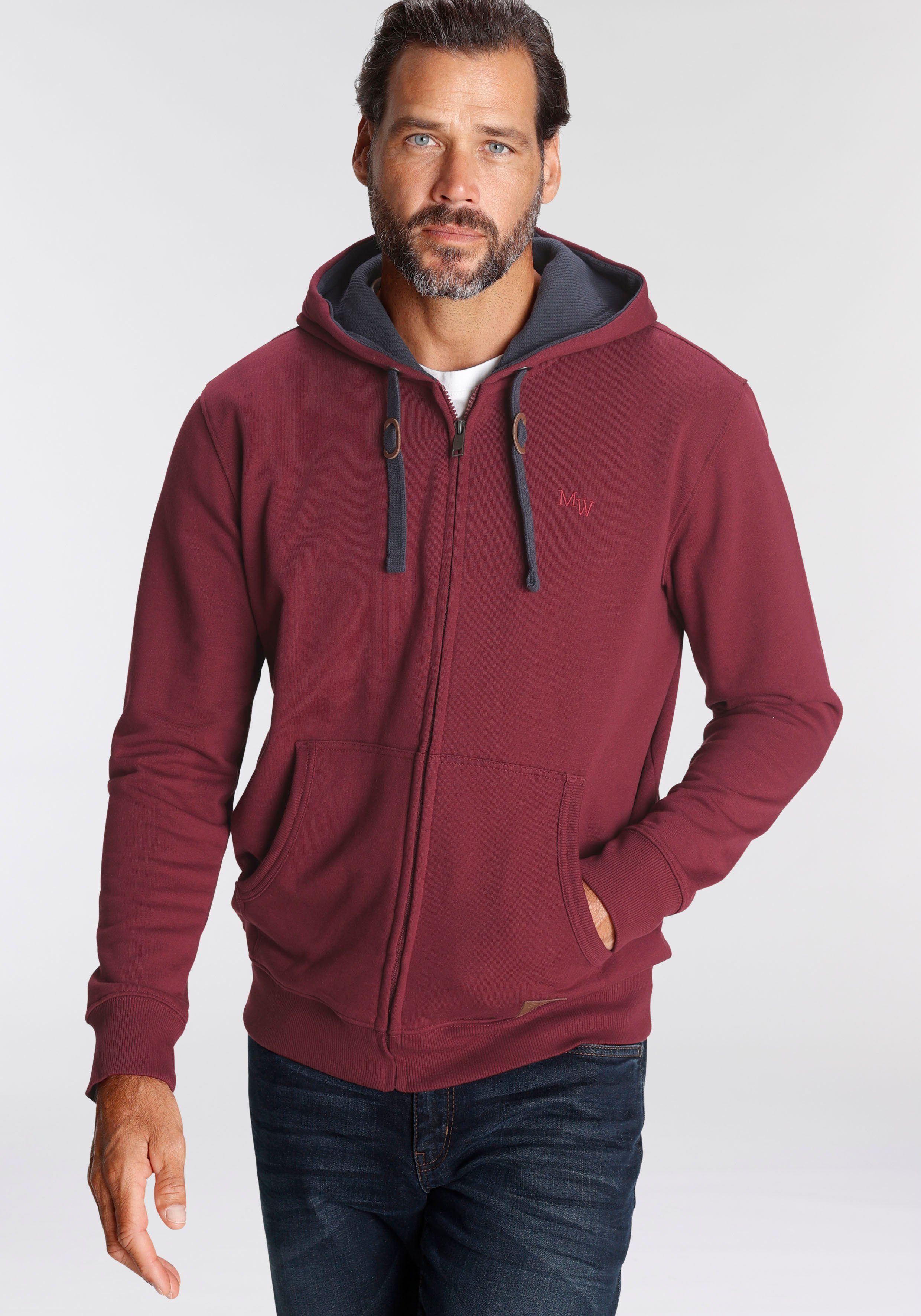 Man's World Kapuzensweatjacke mit kontrastfarbigem Innenfutter günstig online kaufen