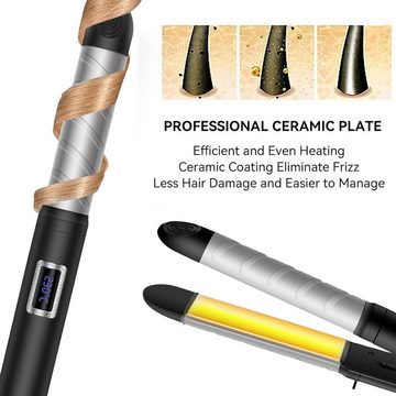 UKLISS Glätteisen Vielseitiges Stylinggerät für glatte und lockige Frisuren Keramik-Beschichtung, 2-in-1 mit LCD 33MM Temperaturregelung von 80-230°C für gesundes Haar