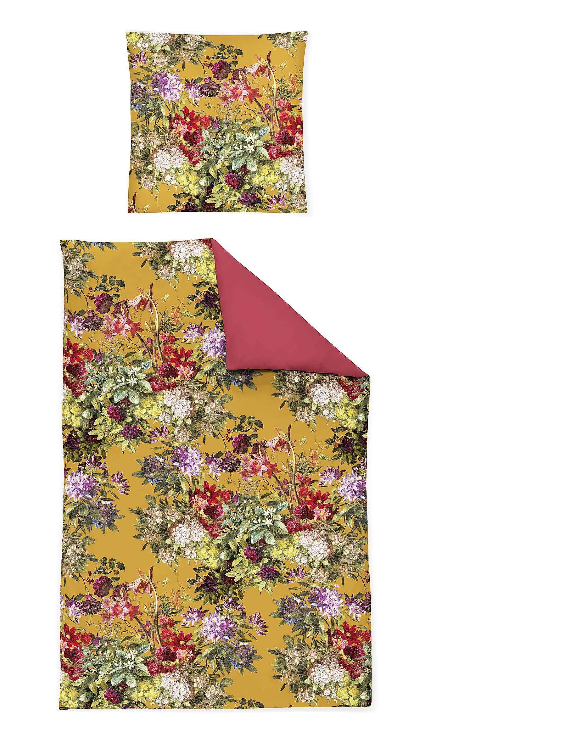 Irisette Bettwäsche Irisette Magic Mako-Satin Bettwäsche 155x220 Blumen Barock ocker Wende, Mako-Satin, 2 teilig