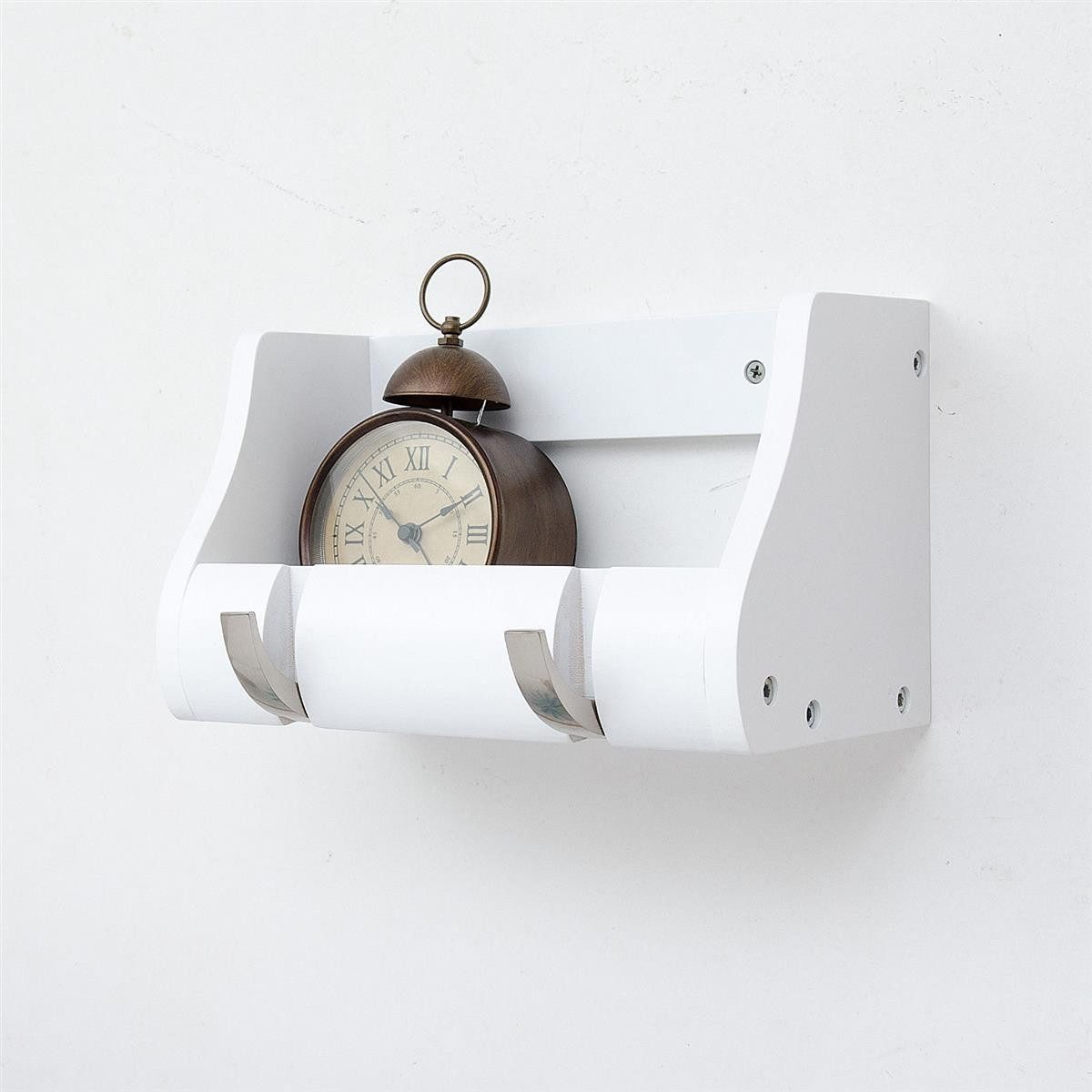 HOOZ Wandgarderobe Garderobenleiste 25cm Massiv Bambus weiss - FSC Zertifikat 2 Kipphaken (Einzelartikel, 1-teiliges Garderoben-Set inklusive Montagematerial), FSC-zertifizierter Bambus, Ablagefläche, platzsparende Wandmontage