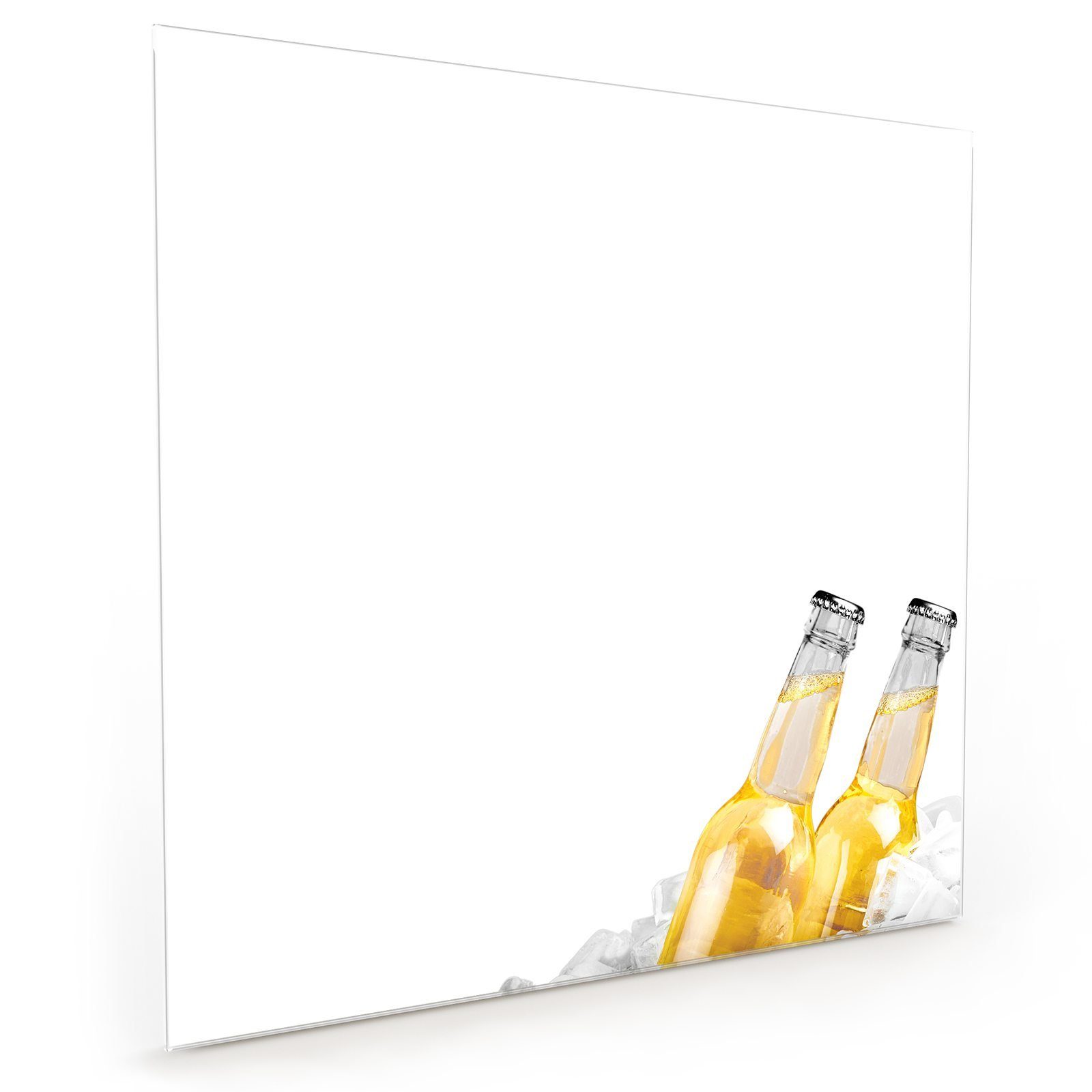 Primedeco Küchenrückwand Küchenrückwand Spritzschutz Glas mit Motiv Zwei Flaschen Bier