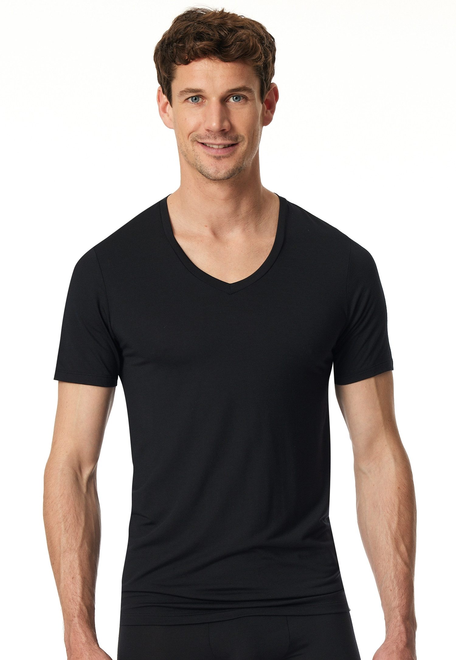 Schiesser Unterhemd Premium V-Shirt (Doppelpack) Softes, leichtes TENCEL™ Modal