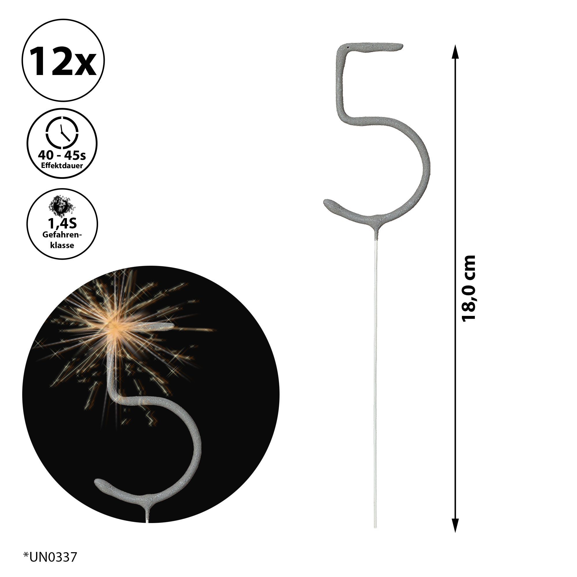 CEPEWA Geburtstagskerze Wunderkerze Zahl Fünf 12er günstig online kaufen