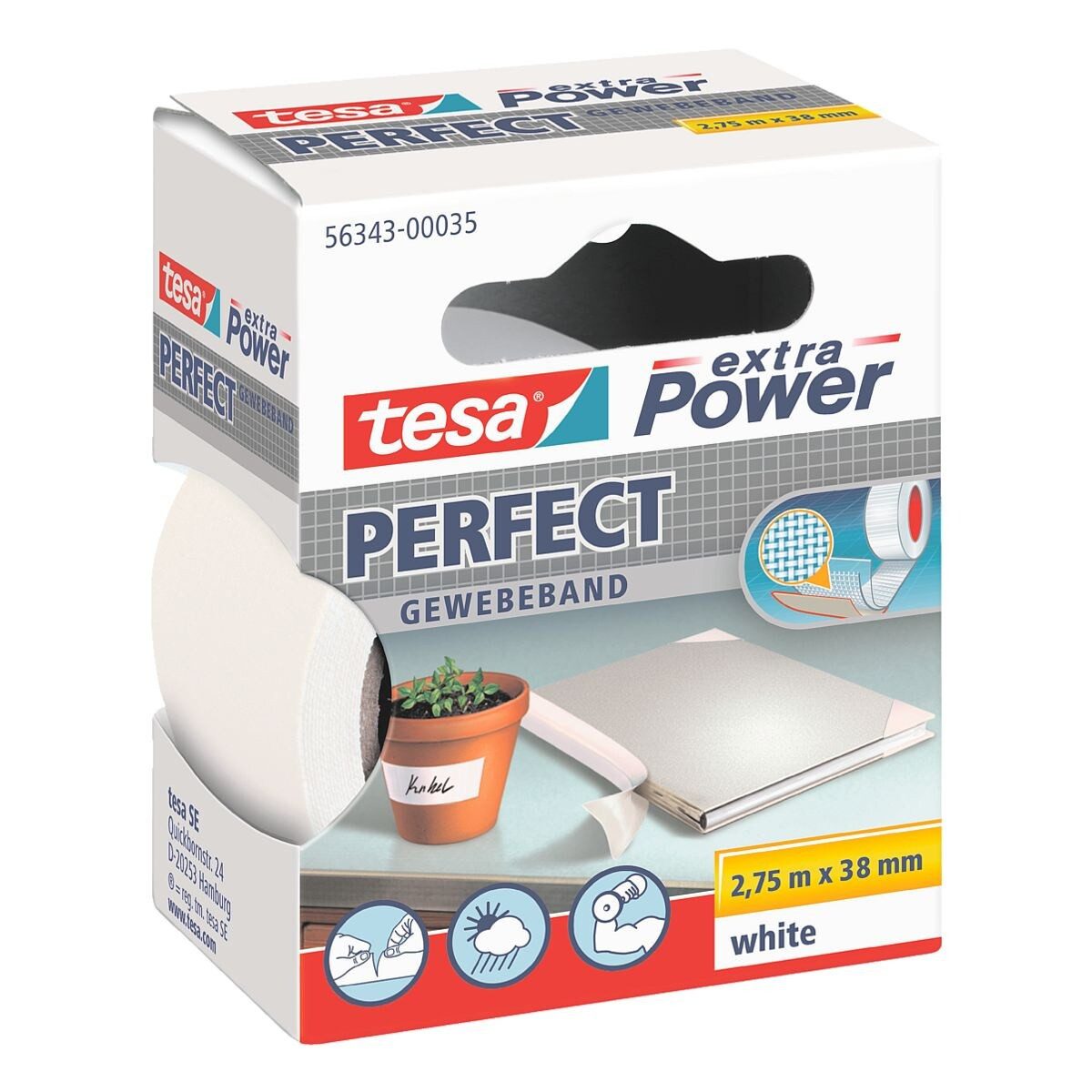 tesa Isolierband extra Power® 38 mm/ 2,75 m,Gewebeband/ Gaffaband