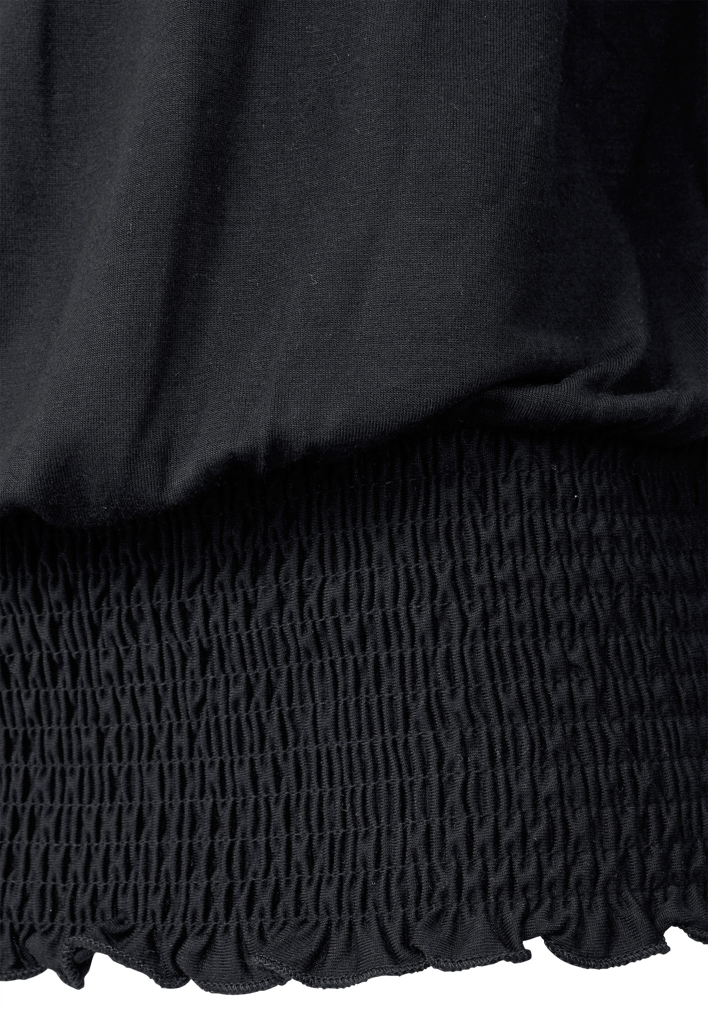 LASCANA Carmenshirt mit 3/4-Ärmeln, Blusenshirt mit Bindeband und Gummizug