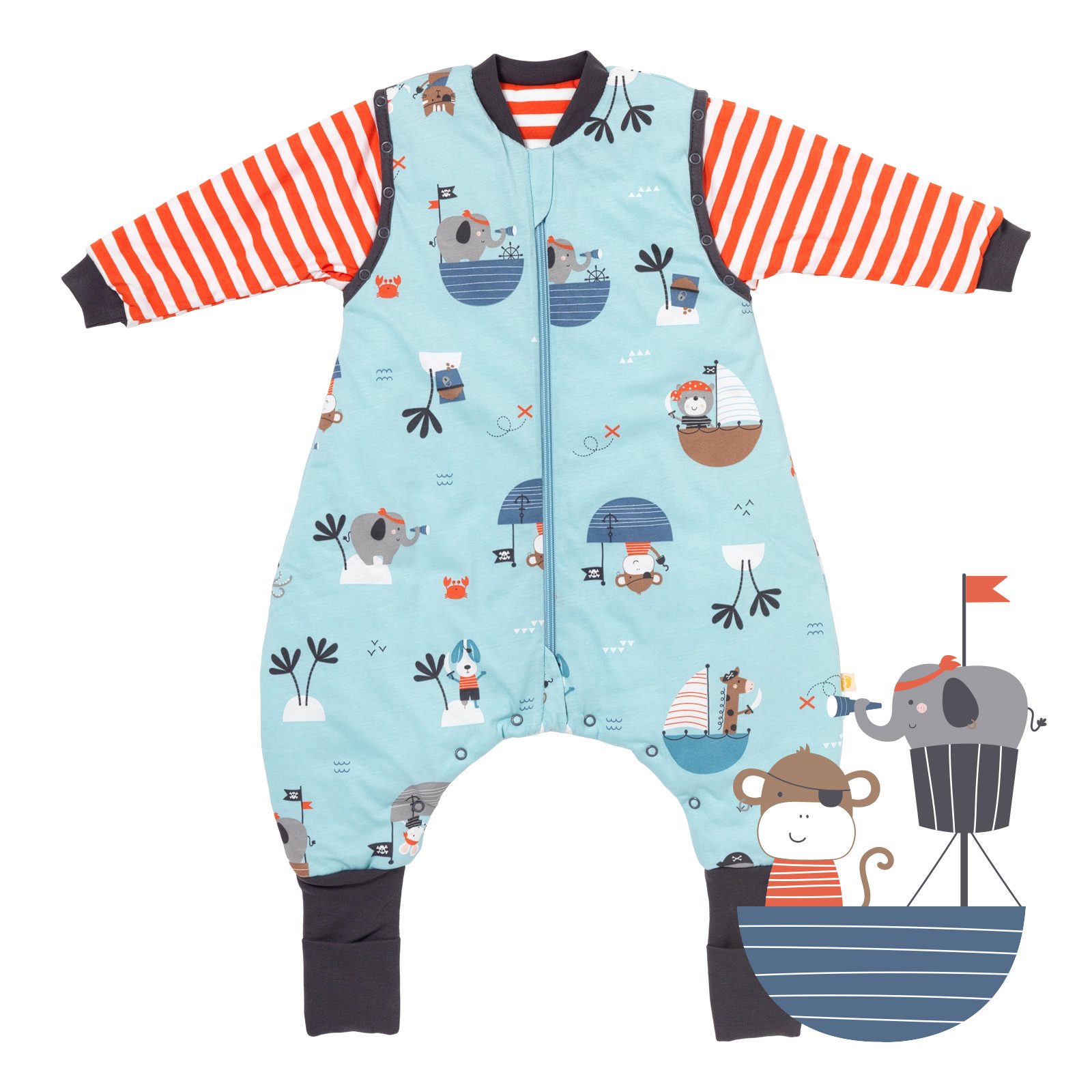 Kinderschlafsack Schlafsack mit Füßen und umklappbaren Bündchen, 1.0 Tog OEKO-TEX