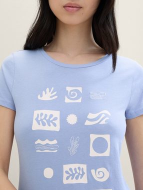TOM TAILOR Denim Langarmshirt Print T-Shirt mit Bio-Baumwolle