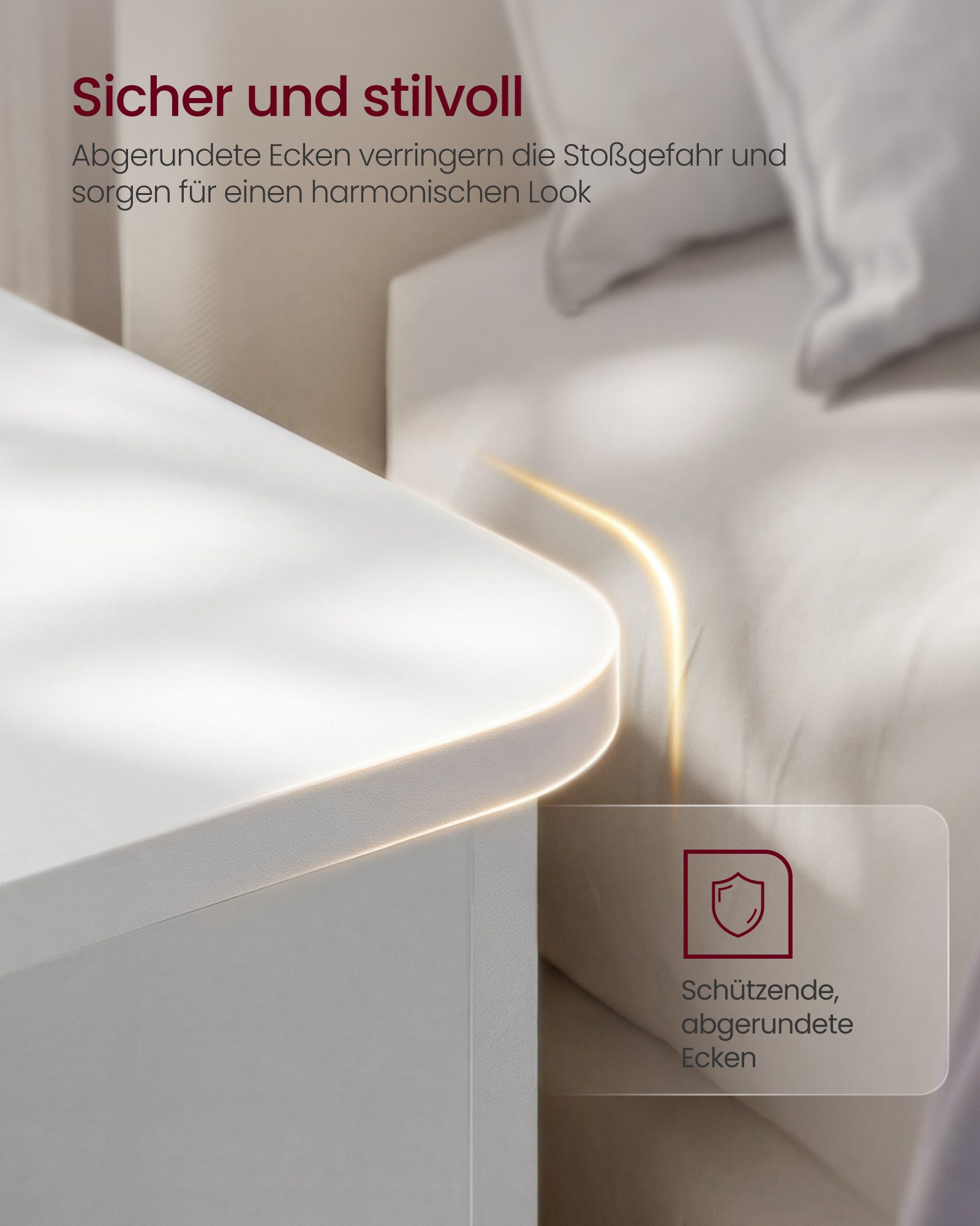 VASAGLE Nachttisch 1/2er Set Beistelltisch mit 3 Ebenen, Schlafzimmer, superschnelle Montage, mit abgerundeten Ecken – Bild 4 von 5