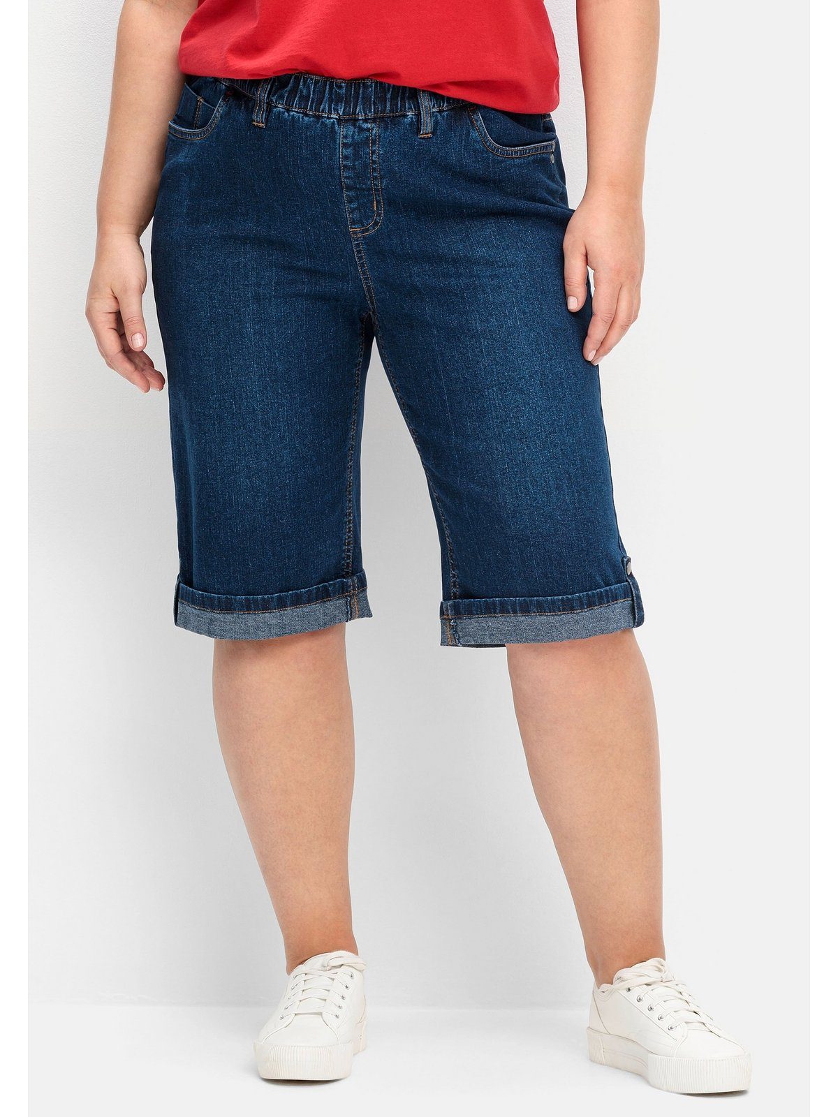 Sheego Jeansbermudas Große Größen mit fixierbarem Aufschlag