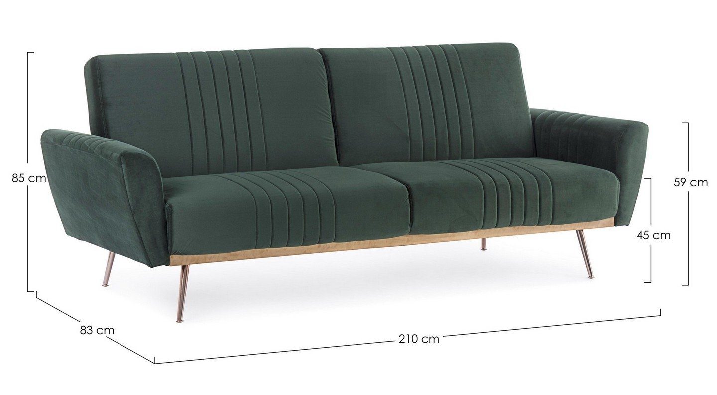 Samt Couch Sofa 210x45x85cm Polster Sofa Bettsofa Johnny Natur24 Dunkelgrün