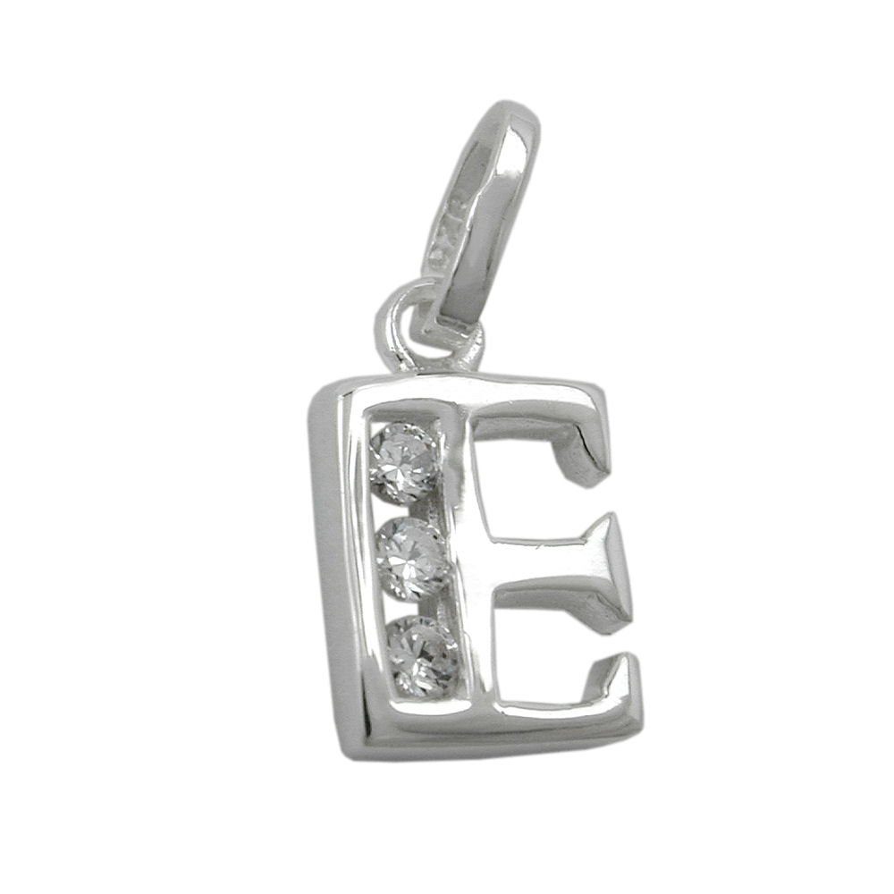 Buchstabenanhänger Gallay (1-tlg) Zirkonias Silber 925 Buchstabe glänzend E 8x7mm mit