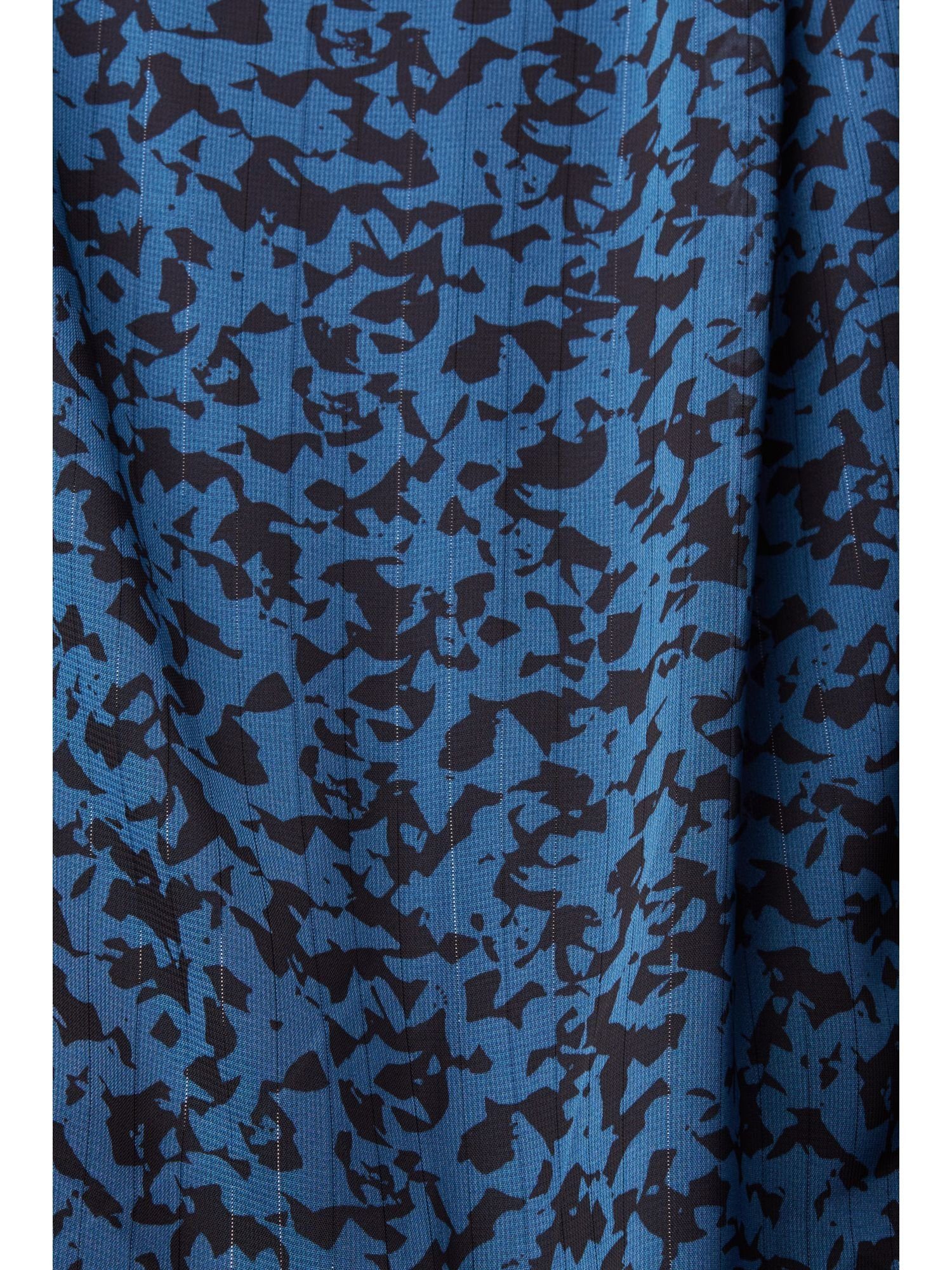 Esprit Langarmbluse Gemusterte Chiffon-Bluse BLUE mit Glitzereffekt PETROL