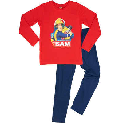 United Labels® Schlafanzug Feuerwehrmann Sam Schlafanzug für Jungen Hose Rot/Blau