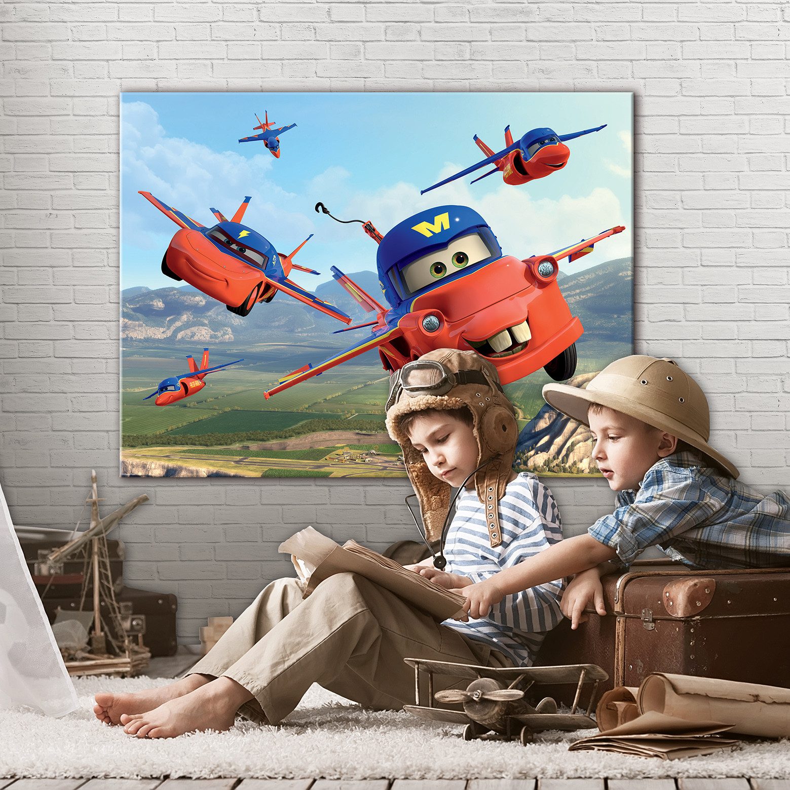 Wallarena Leinwandbild Kinderzimmer Jungen Planes Wandbild XXL Leinwandbild günstig online kaufen