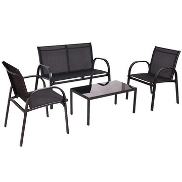 DEGAMO Gartenlounge-Set ARONA, (4-tlg), (2x Sessel, 1x Sofa, 1x Tisch), Metall + Kunstgewebe schwarz
