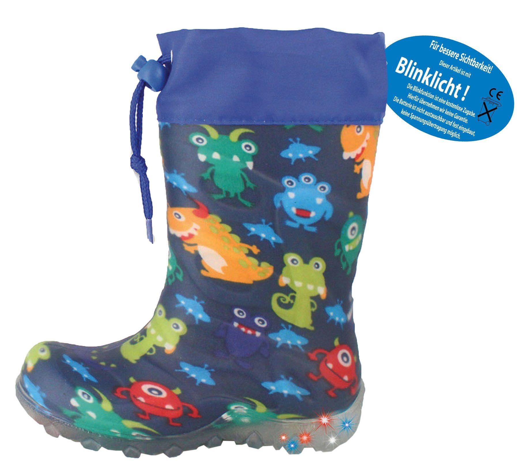 Beck Regenstiefel Blinking Monsters mit Jungen, warme Füße Gummistiefel Nässe Warmfutter, Warmfutter Blinksohle, sehr wasserdicht, und für kuscheliges (für Kälte) bei