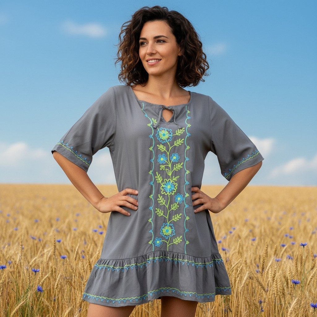 Guru-Shop Midikleid Bestickte Hippie Tunika, Boho Strandkleid,.. alternativ günstig online kaufen