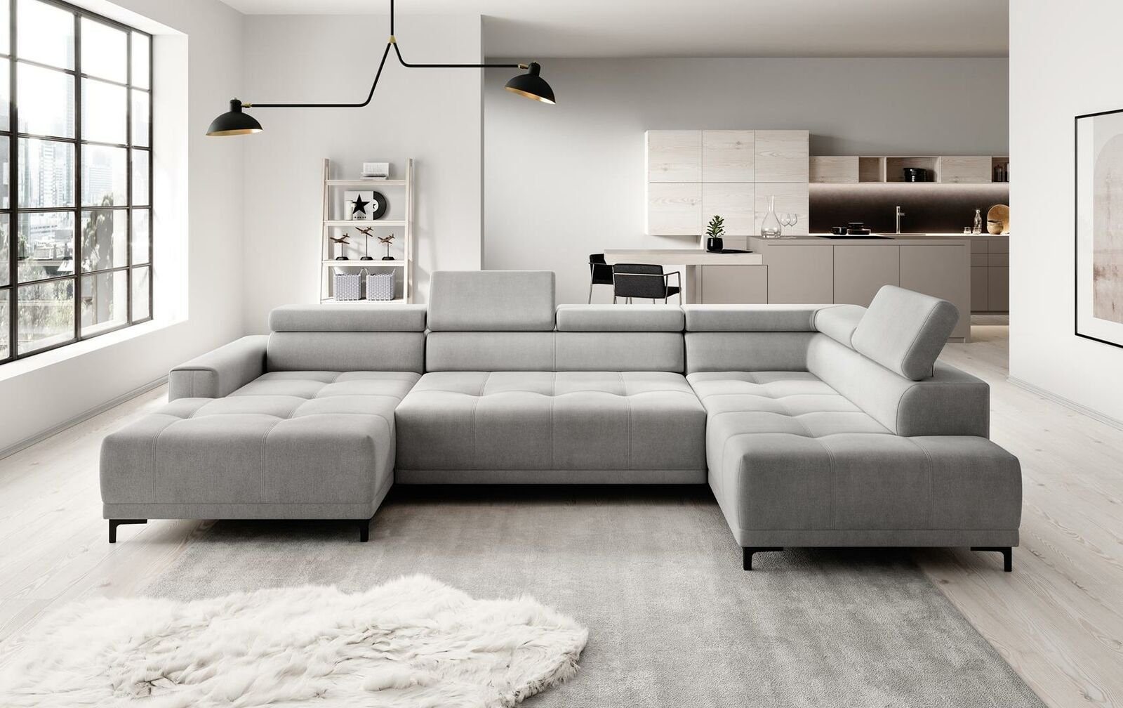 JVmoebel Ecksofa, Design Ecksofa Bettfunktion L-form Sofa Couch Sitz Polster Eck Sofa