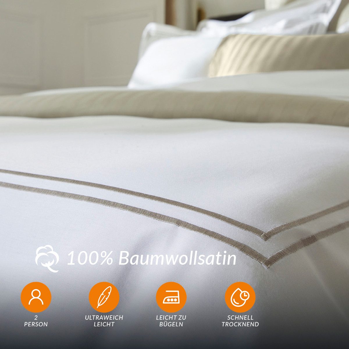 Pure cottom Постельное белье Baumwoll-Satin Постельное белье taupe/weiß, Baumwoll-Satin, verschiedene Größen