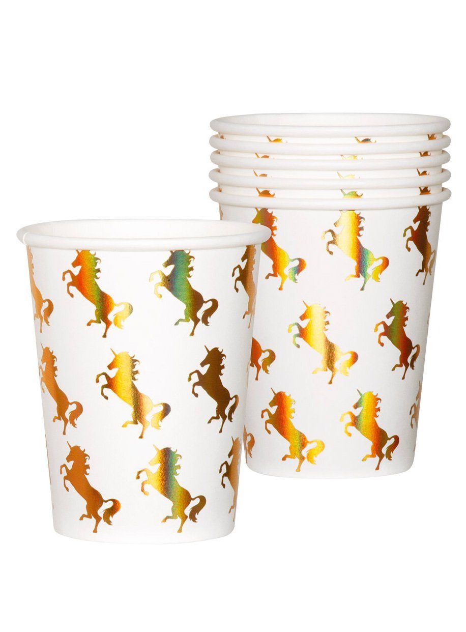 Boland Einweggläser 6 Einhorn Pappbecher, Pappe, Feiern mit fabelhaften Wesen: fantastische Deko für Geburtstage und M