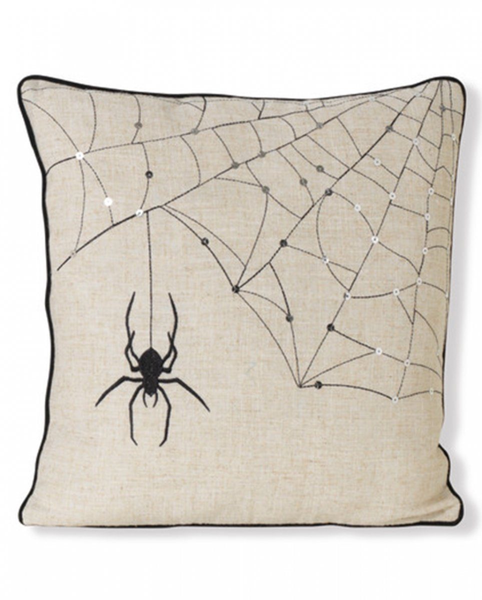 Tagesdecke Halloween Kissen Spinnweben mit Spinne in Vintage, Horror-Shop