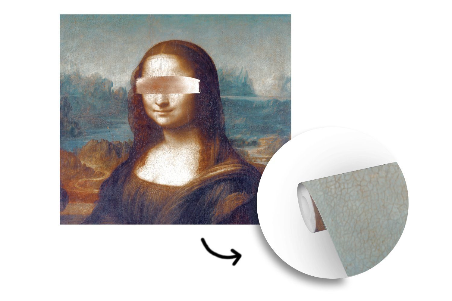 MuchoWow Fototapete Mona Lisa - Wandtapete Leonardo (5 Schlafzimmer, für - Vinyl St), Wohnzimmer bedruckt, Matt, Tapete Kunst, Vinci oder da