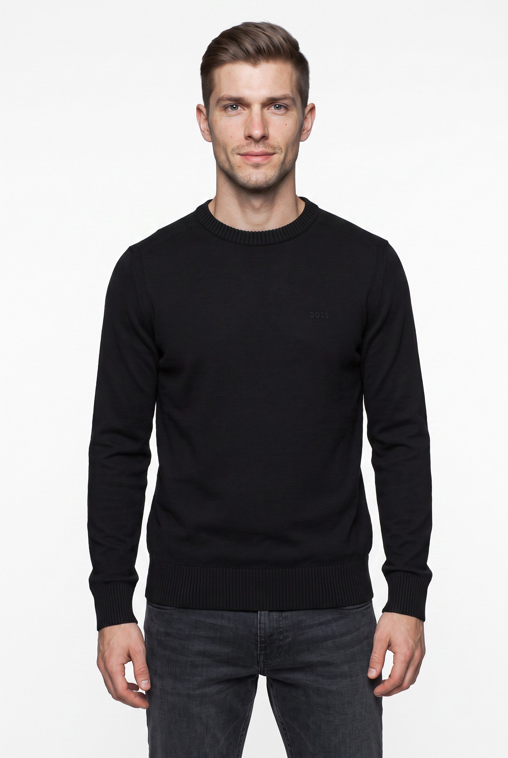 BOSS ORANGE Strickpullover Avac mit Schurwolle, Regular Fit, gesticktes Logo