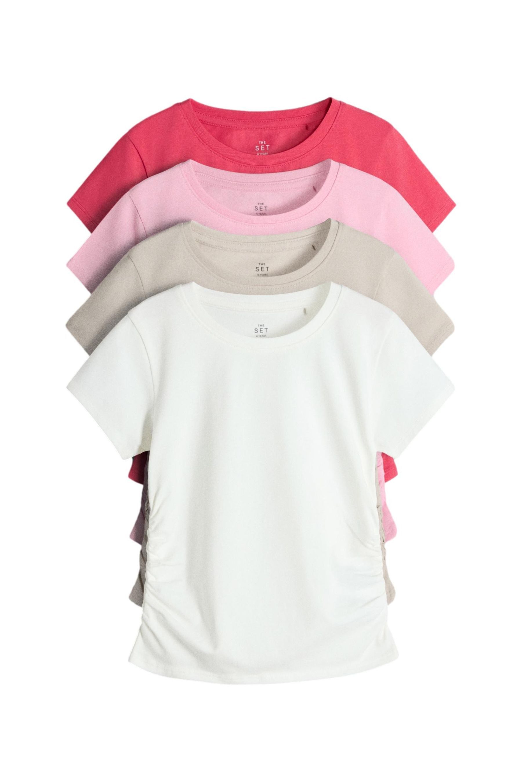 T-Shirt The Set Geraffte Kurzarm-T-Shirts, 4er-Pack