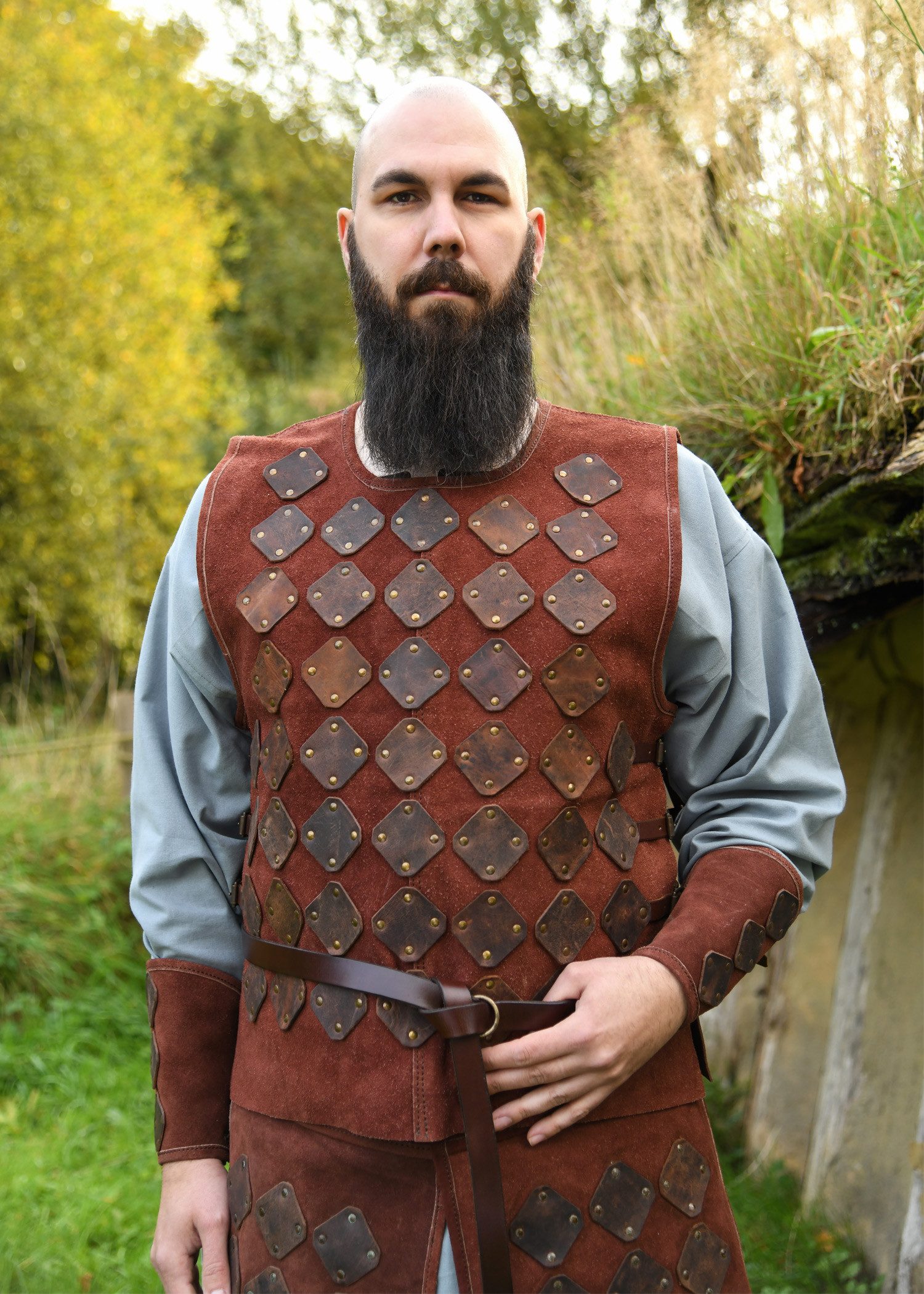 Ritter-Kostüm Wildleder Torso Rüstung braun, „Vidar“