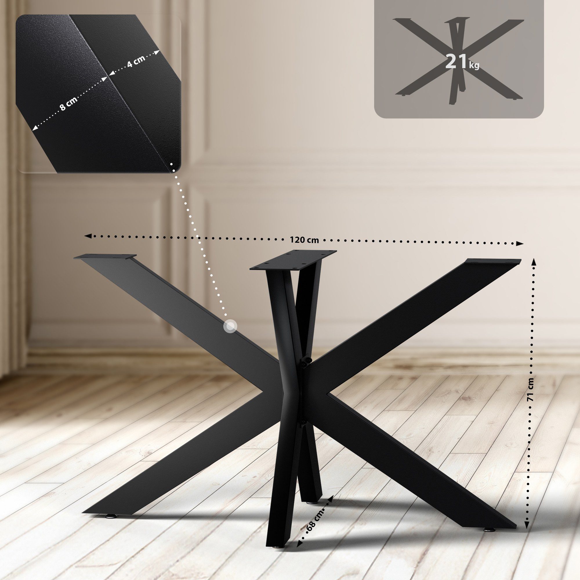 CLP Esstisch Hardwick, Metallbeine für DIY-Tischkufen, Bodenschoner günstig online kaufen