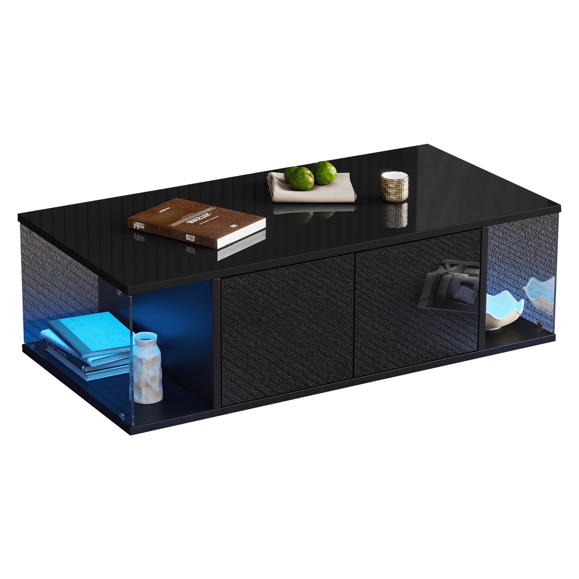ANYSUN Couchtisch Couchtisch Sofatisch mit LED-Beleuchtung Beistelltisch im schlichten (1Tisch)