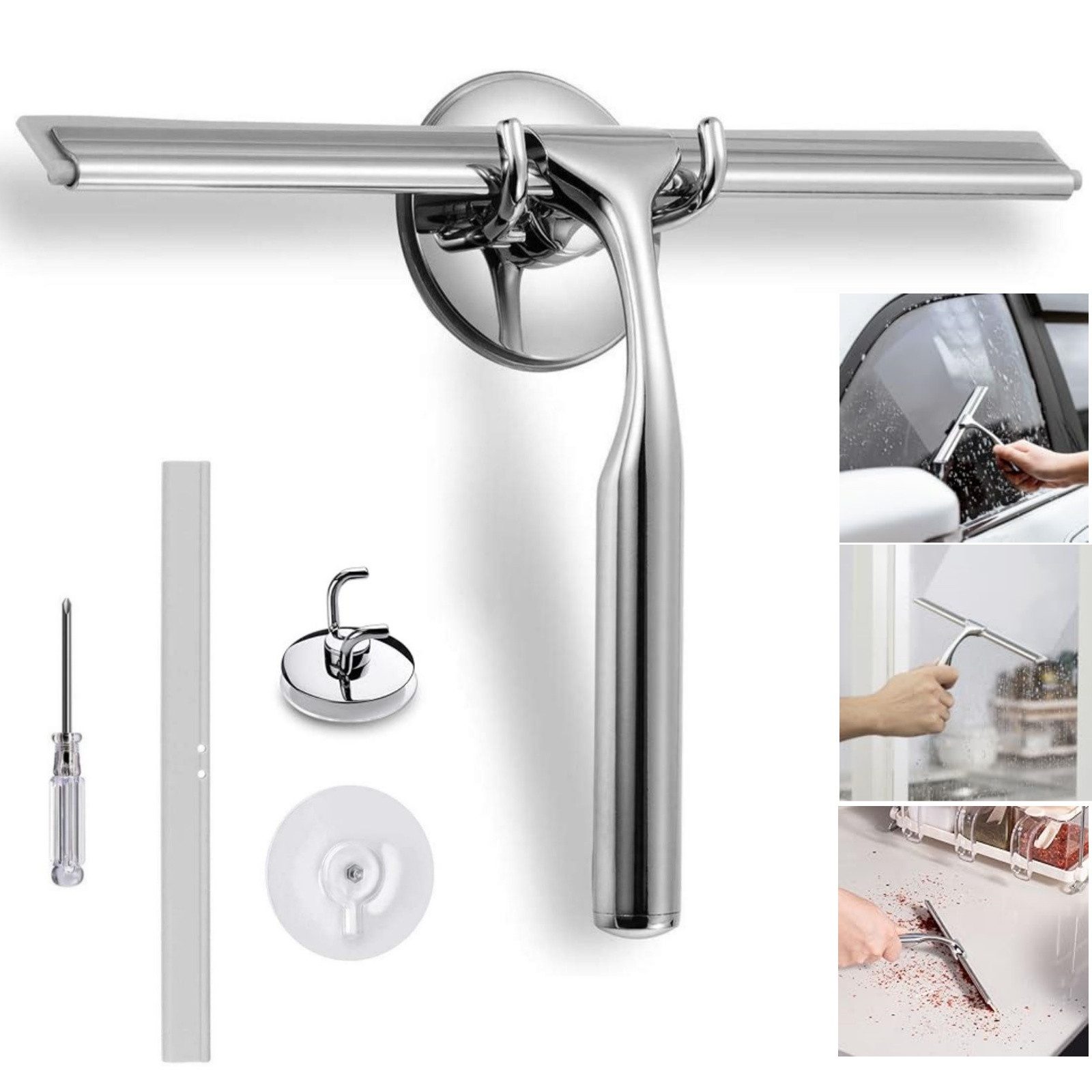 Elegear Duschabzieher aus Edelstahl, 25/30cm Wasserabzieher, Duschwischer o günstig online kaufen