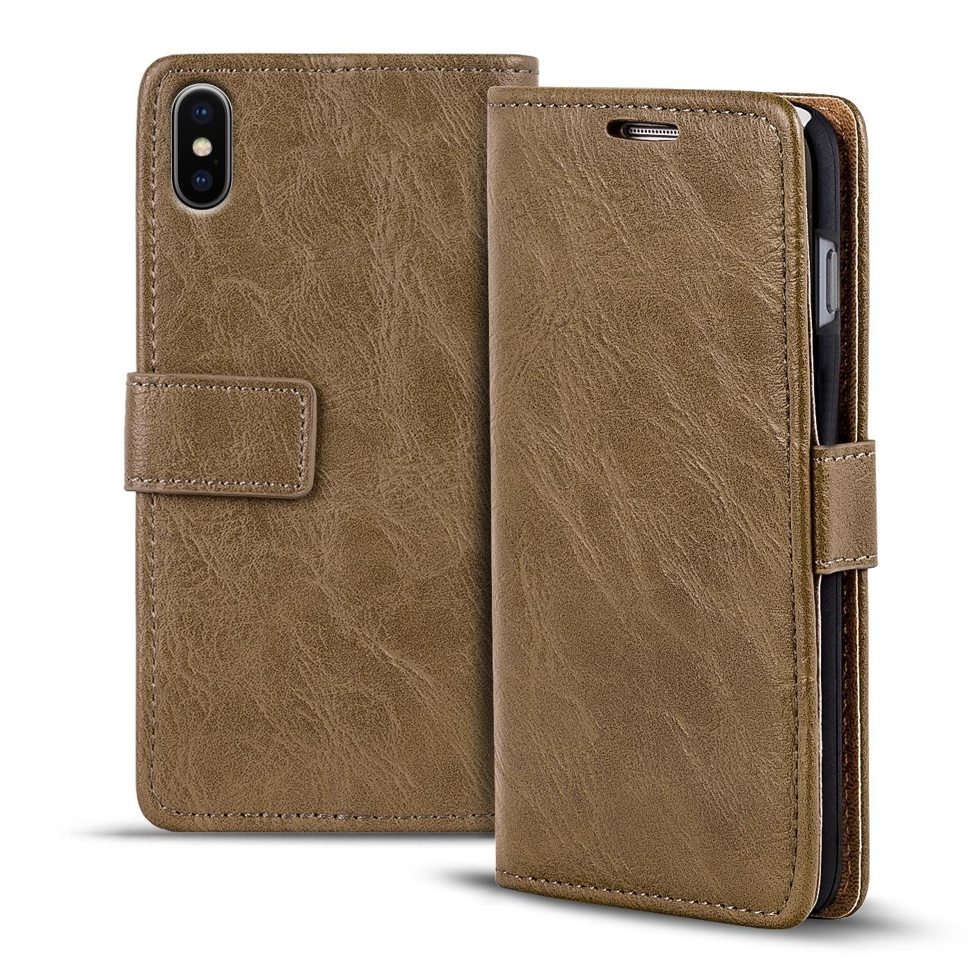 CoolGadget Handyhülle Retro Klapp Tasche Book Cover für iPhone Xs Max 6,5 Zoll, Schutzhülle Wallet Case Kartenfach Hülle für iPhone Xs Max