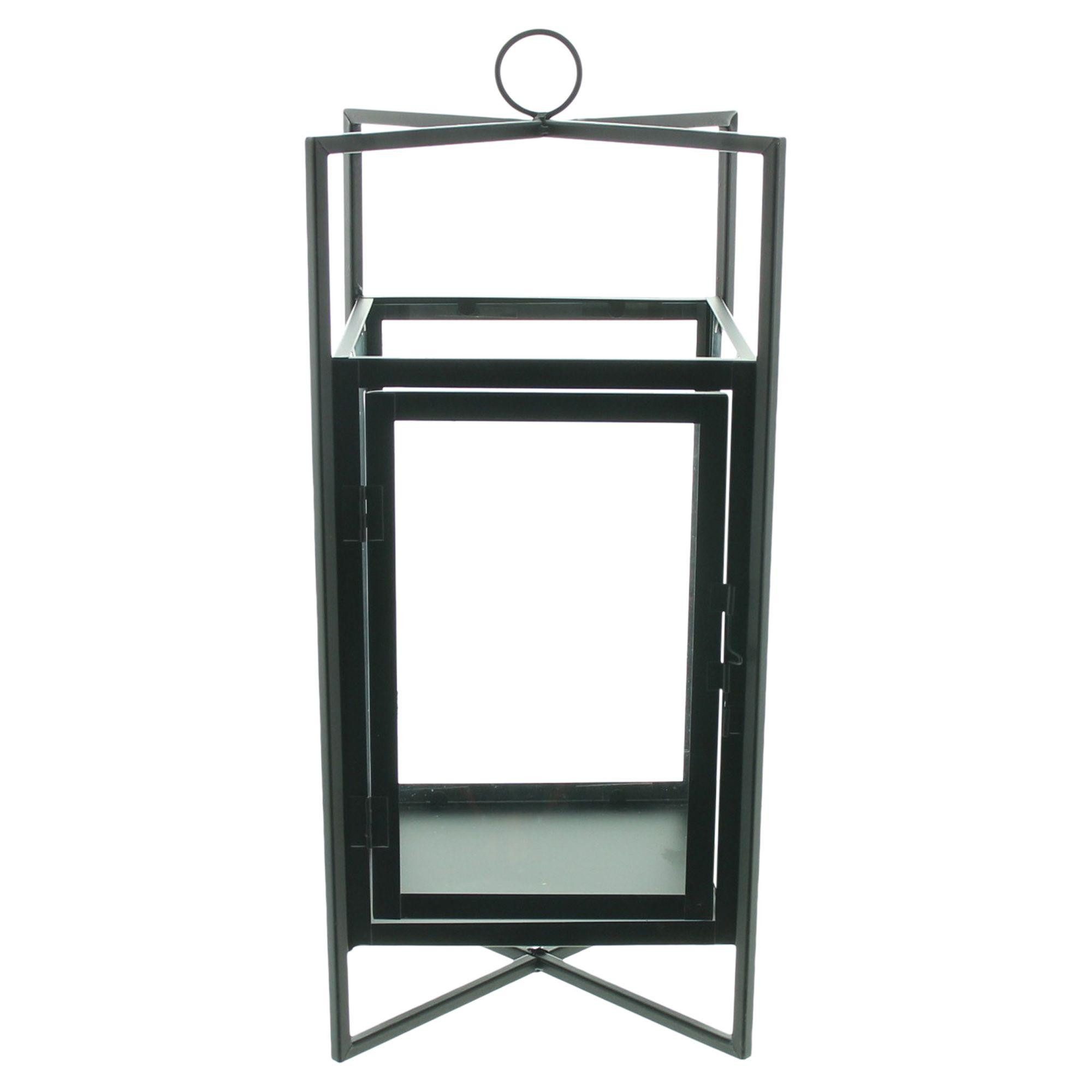 Dekoleidenschaft Kerzenlaterne "Black Industrial" Metall Laterne schwarz, Kerzenständer, Windlicht, 46 cm hoch, Kerzenhalter, Hängelaterne, Gartenlaterne