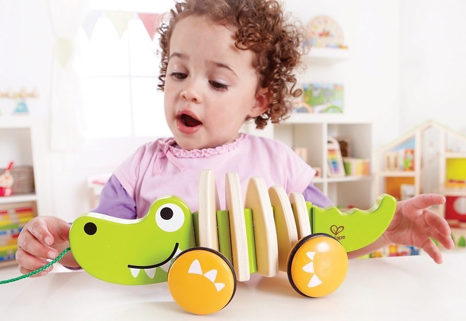 Hape Nachziehtier Holzspielzeug, Koordination und Feinmotorik, Fördert Vorstellungskraft Croc