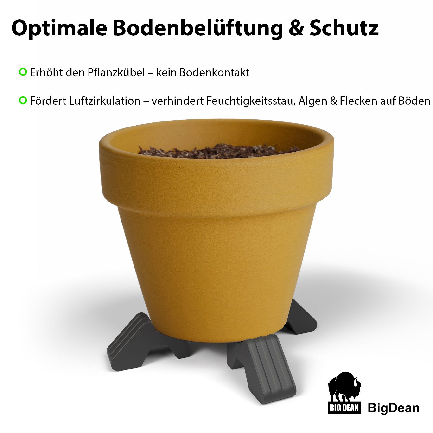 BigDean Standfuß 4x Füßchen für einen Blumentopf / Anthrazit (Packung, 24 St., Füße), Verhindert Staunässe, schützt vor Frostschäden & Flecken – Bild 5 von 5