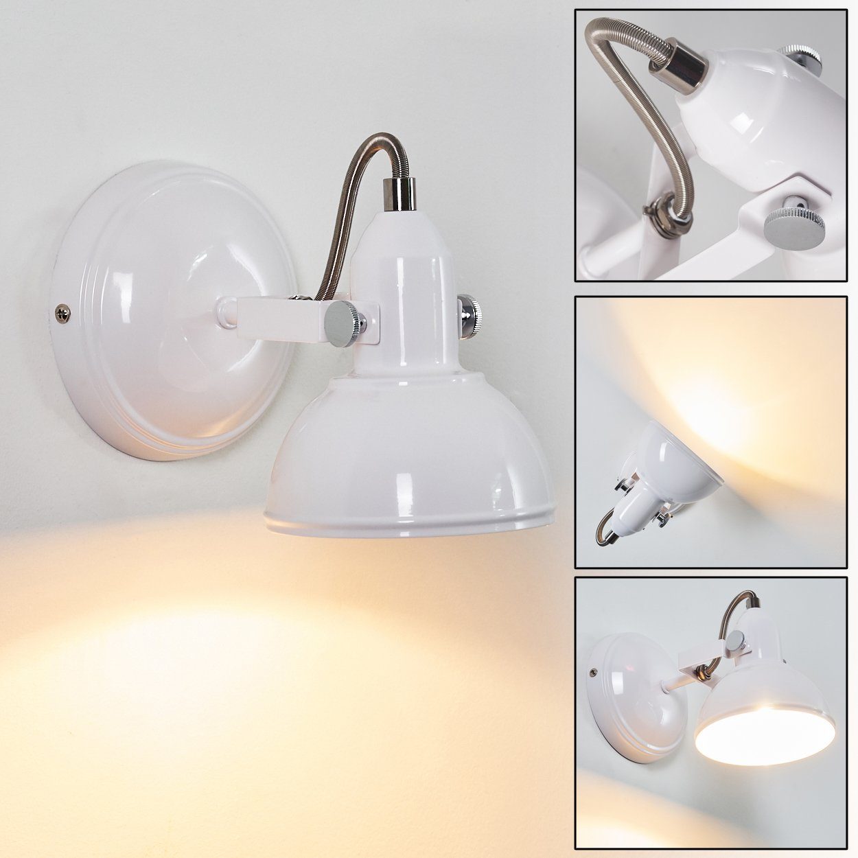 hofstein Wandleuchte »Arazane« verstellbare Wandlampe aus Metall in Weiß, o günstig online kaufen