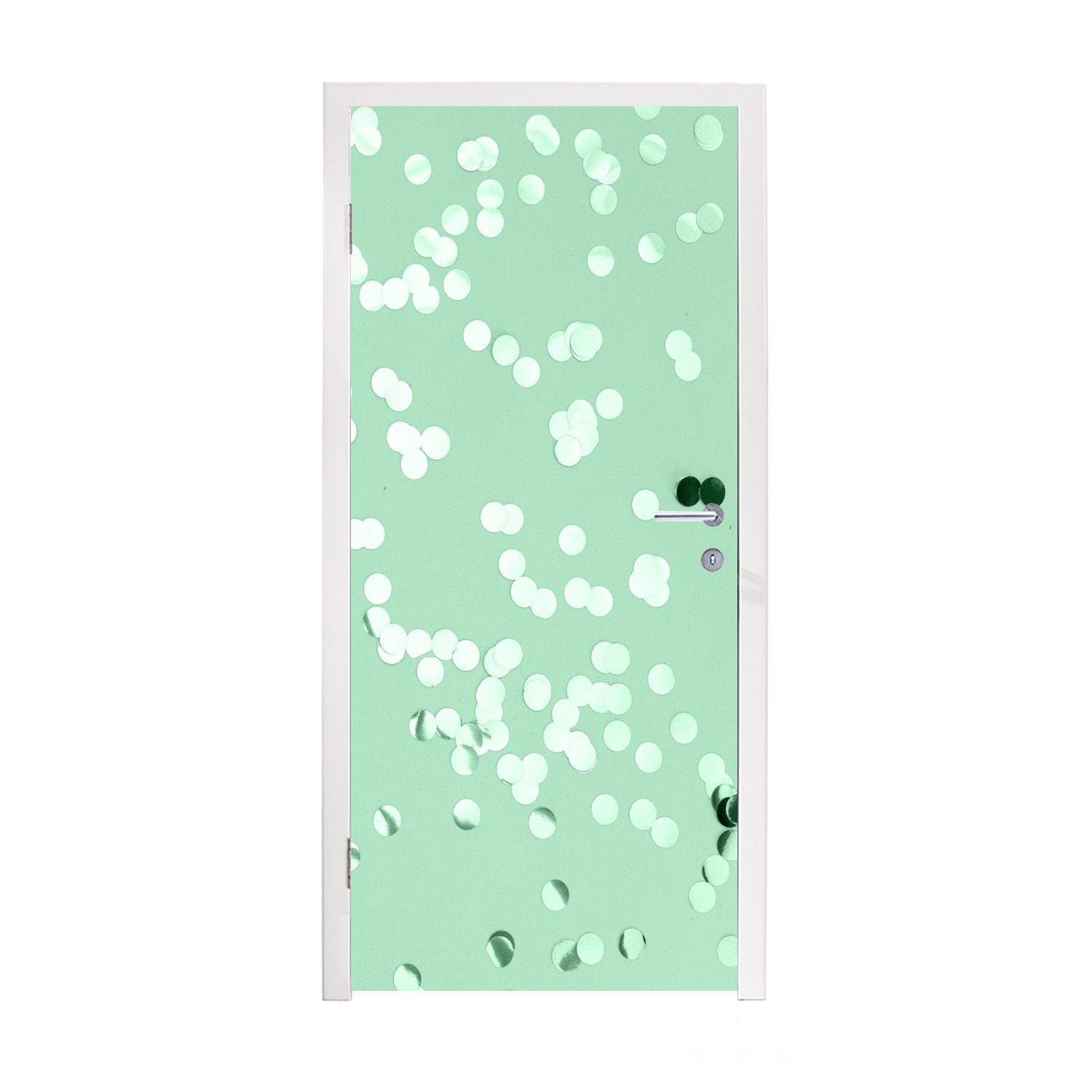 Mintgrünes (1 Fototapete St), Matt, Tür, Türaufkleber, 75x205 bedruckt, Türtapete für MuchoWow Konfetti, cm