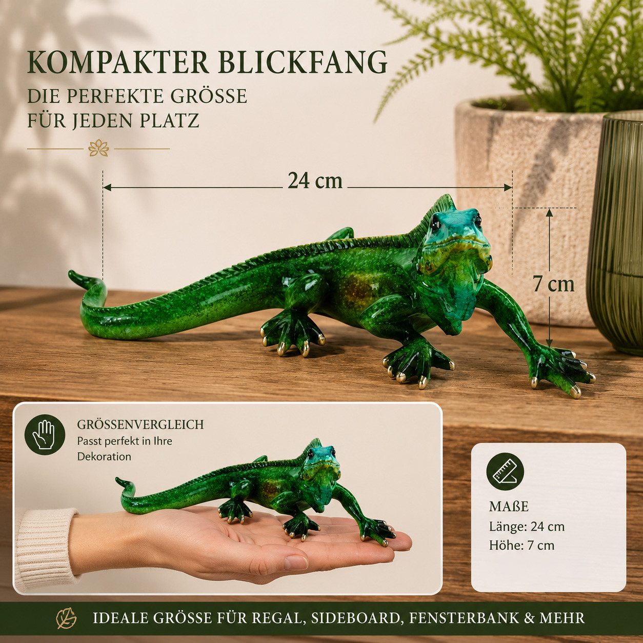 formano Sammelfigur Leguan Dekofigur Echse Figur 24 cm Kunststein Skulptur gläzend