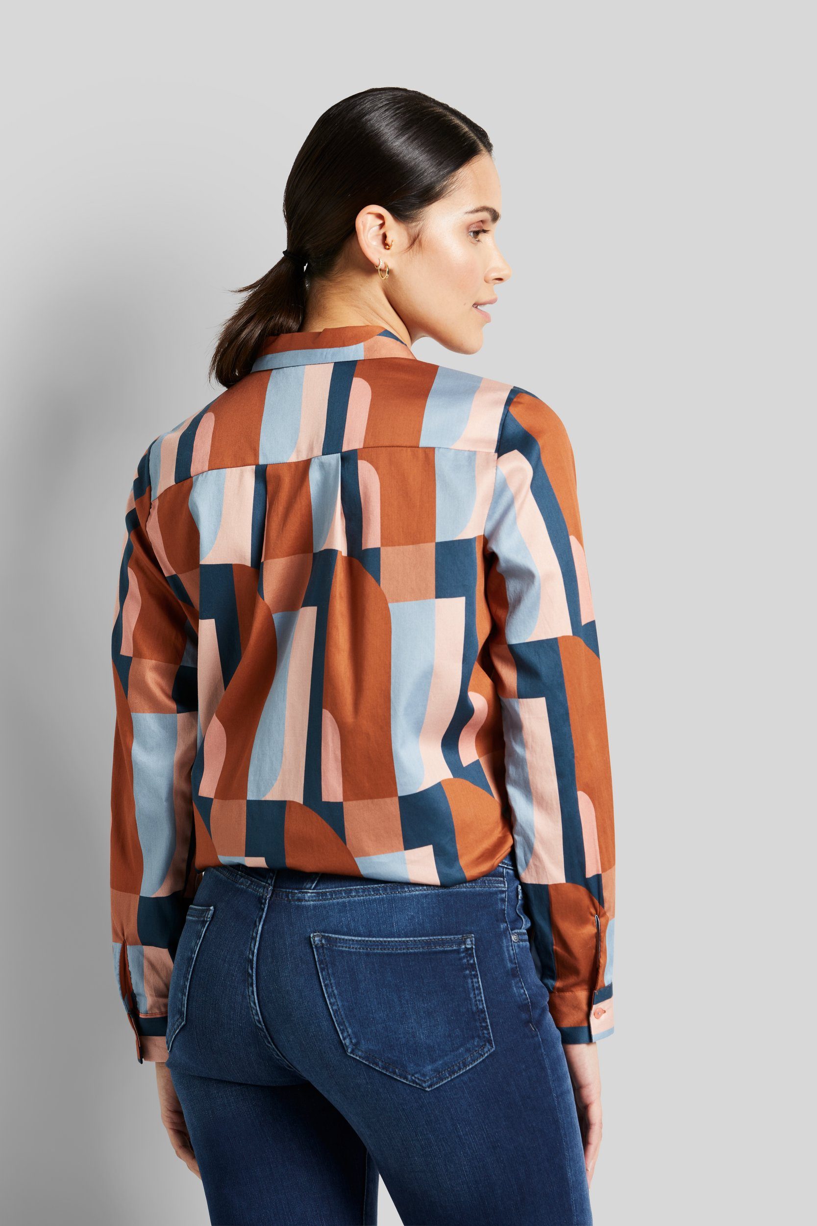 bugatti Langarmbluse mit verdeckter Knopfleiste