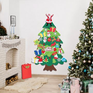 Homewit Künstlicher Weihnachtsbaum Filz Weihnachtsbaum Kinder DIY Filz Tannenbaum mit Beleuchtung, Weihnachtsdeko mit 34 Stück Abnehmbaren Dekoration