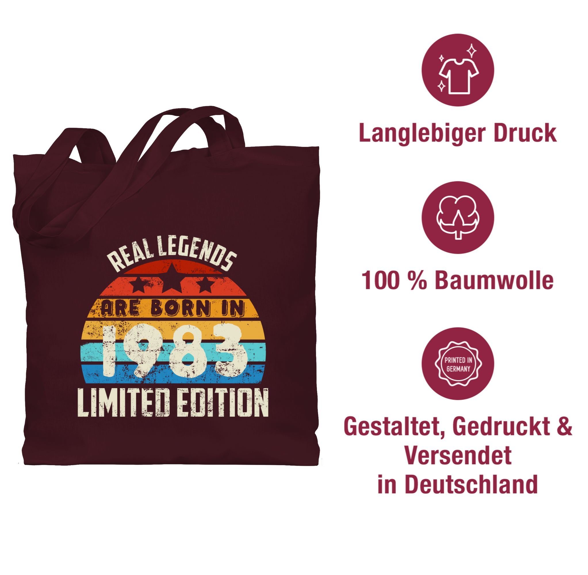 Limited are in Edition Legends Geburtstag Vintage Real 1983 Bordeauxrot Vierzigster, born 1 Shirtracer Umhängetasche 40.