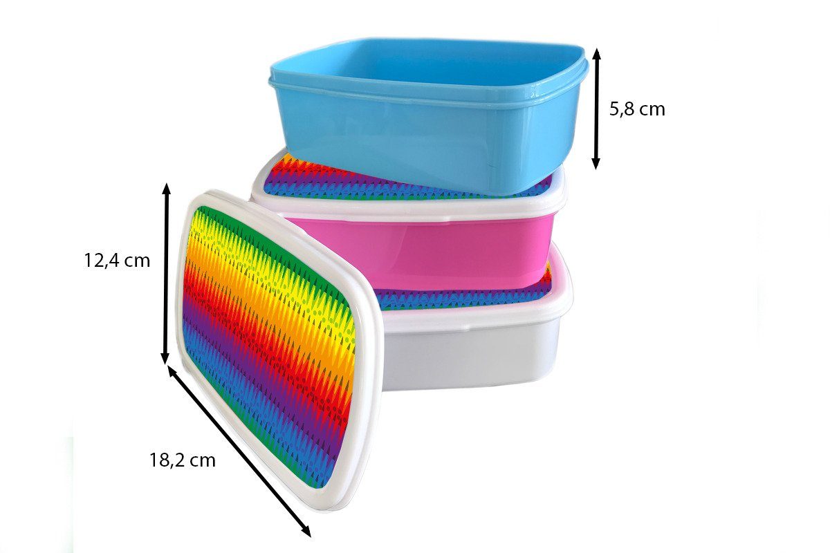 Kinder Brotbox Lunchbox und und Regenbogen weiß - Erwachsene, Kunststoff, Mädchen Abstrakt, Muster für - (2-tlg), für MuchoWow Jungs Brotdose,