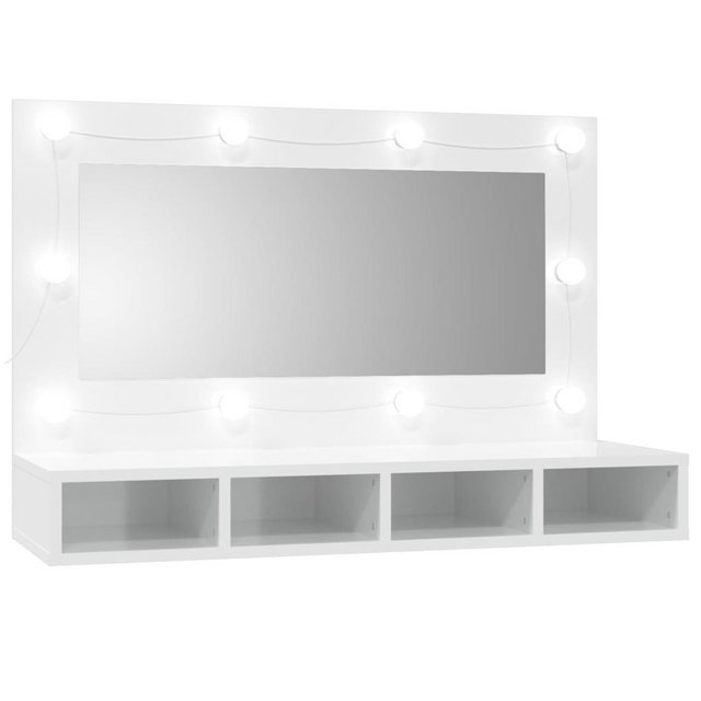 vidaXL Badezimmerspiegelschrank Spiegelschrank mit LED Hochglanz-Weiß 90×31,5×62 cm