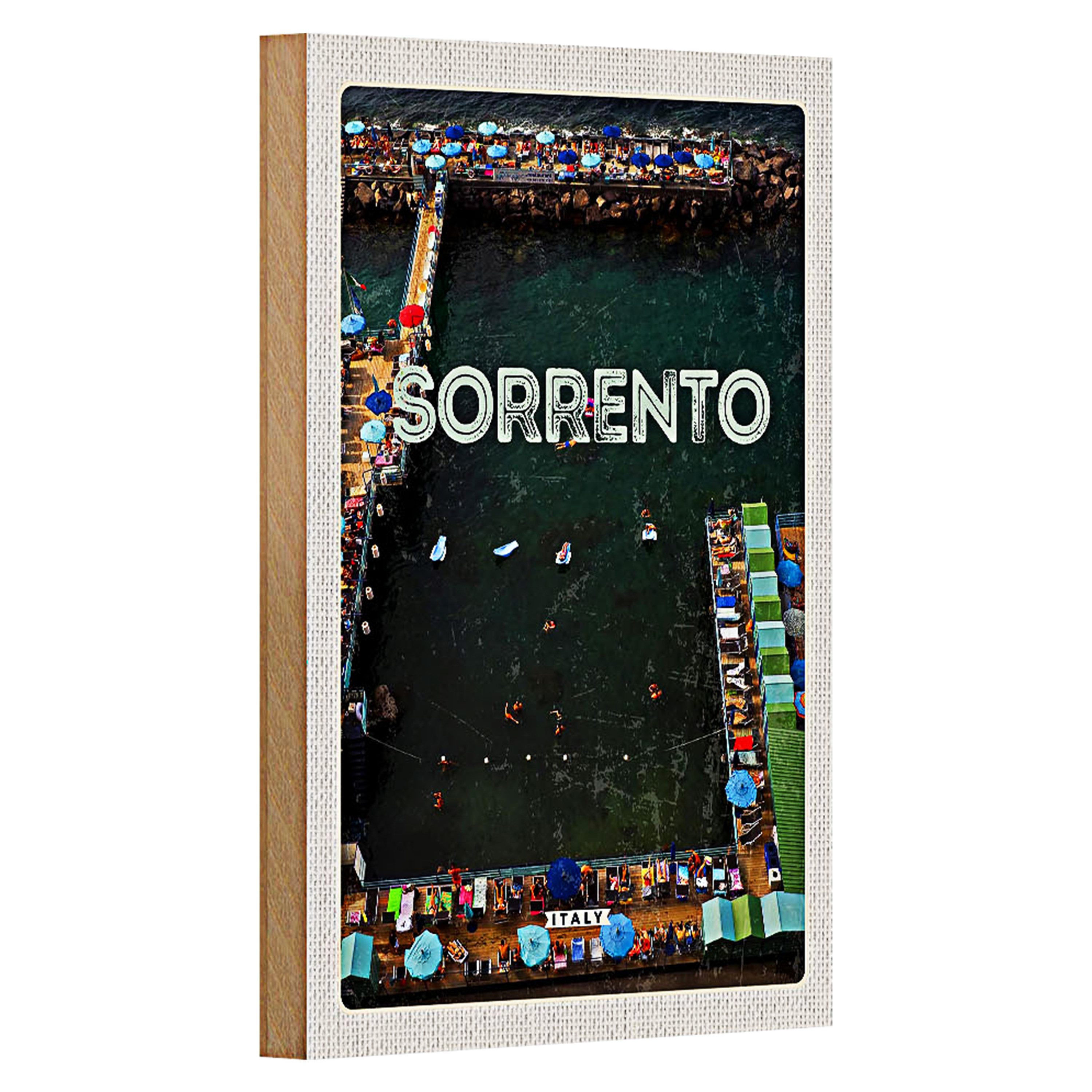 Roomando Holzbild Reise 12x18cm Sorrento Italien Meer Urlaub Reise