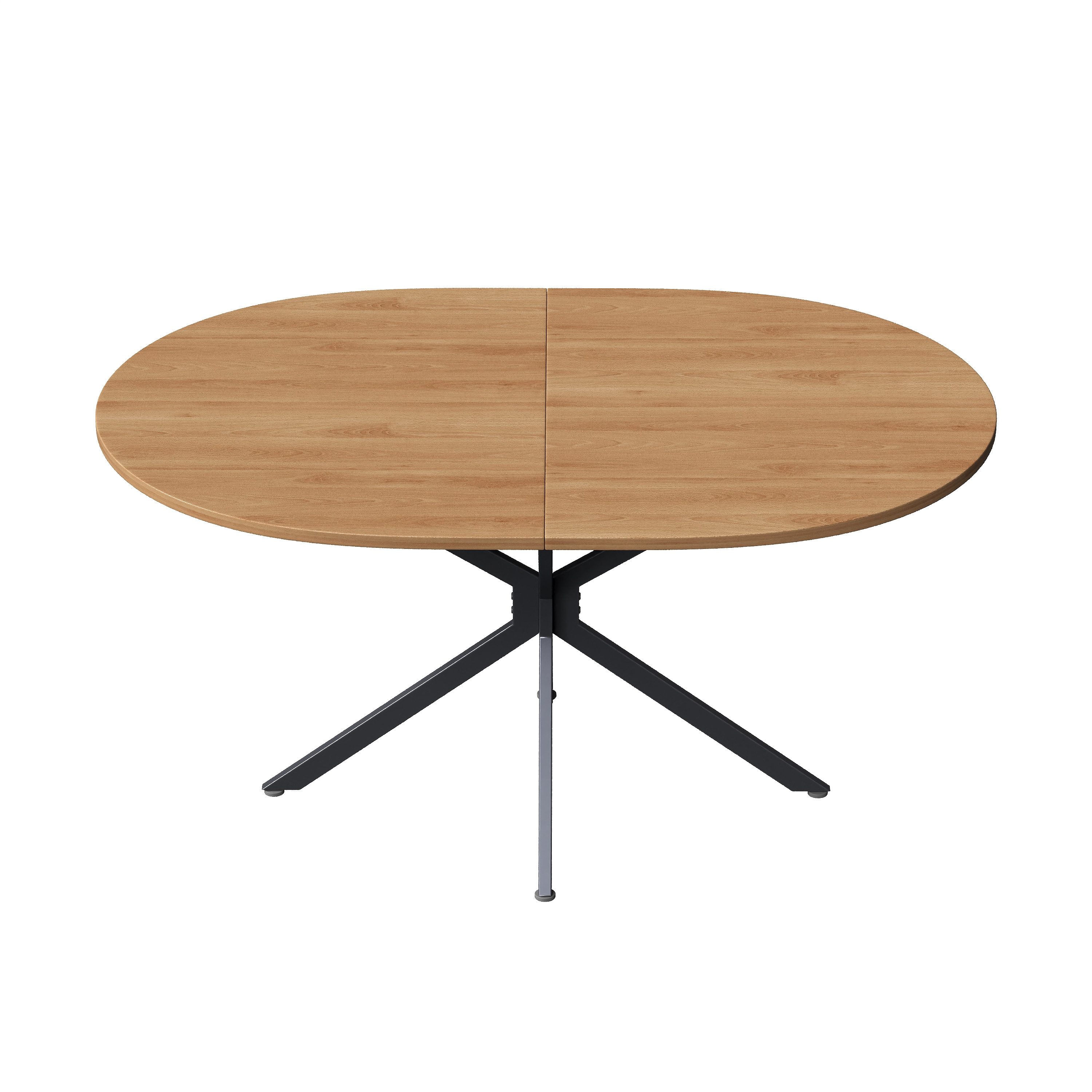 Flieks Esstisch 120x80x75,5cm (1-St., 1 Tisch), ovaler Küchentisch mit Holzmaserung Schreibtisch, Metallbeine