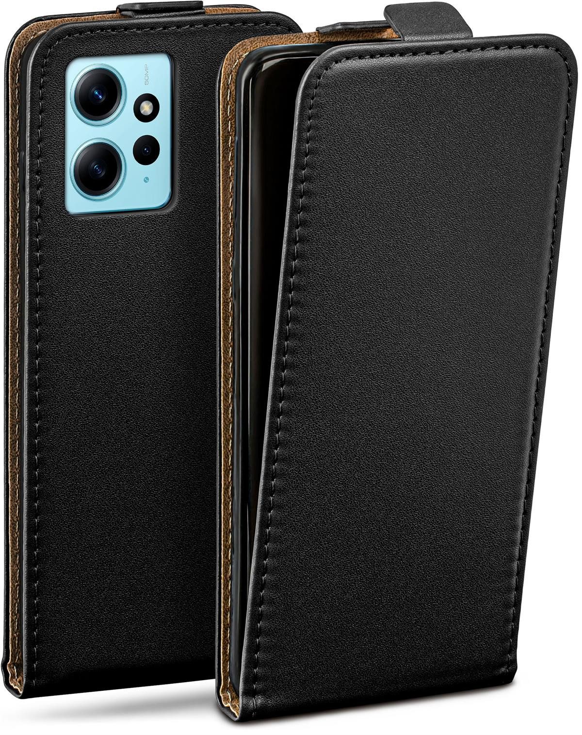 moex Handyhülle für Redmi Note 12 (4G) Hülle Klappbar Flip Case Schwarz 6,67 Zoll, 360 Grad Schutz Handytasche Leder Optik PU Lederhülle Cover Klapphülle