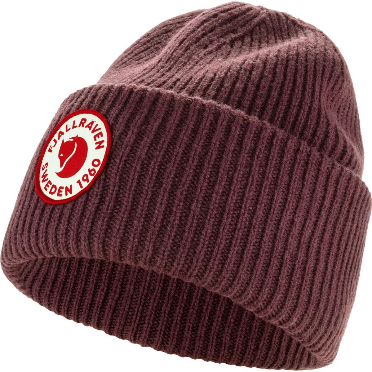 Fjällräven Beanie 1960 Logo Hat Warme, feuchtigkeitstransportierende Rippenstrickmütze aus Lammwolle