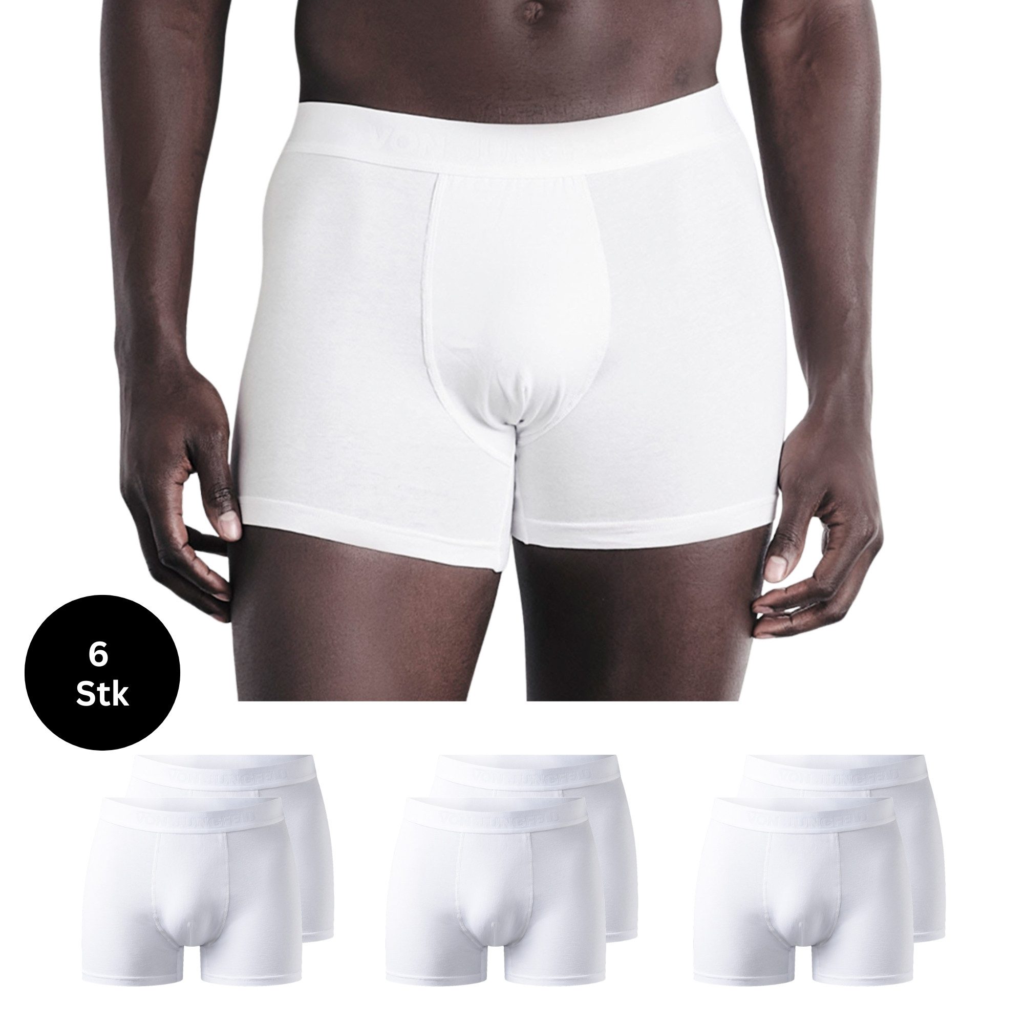 von Jungfeld Boxershorts BRIEFS Bio-Baumwolle S-XL Herren (6-St., 6er-Pack) Eng anliegende Boxershorts ohne kratzendes Etikett
