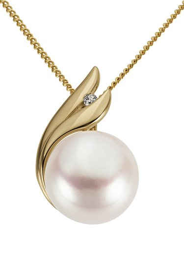 Firetti Perlenanhänger Schmuck Geschenk Gold 333 Halsschmuck Anhänger für Halskette Perle, mit Süßwasserzuchtperle und Brillant